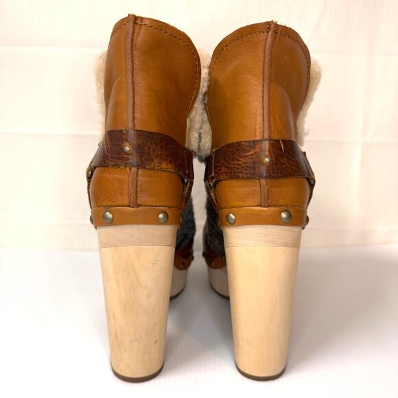 WOOLRICH x Anthropologie Artist Boot Size 10 Wool Wood Platform Boho Winter Clog - Picture 9 of 15